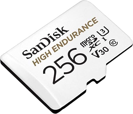 SanDisk High Endurance microSDXC Speicherkarte
256 GB + Adapter 
(Für Dash-Cams und private Überwachungskameras, 100 MB/s Lesen, V30 für Full-HD und 4K-Videos)
